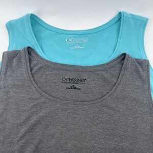 Catherines Suprema Tank Top Lot of 2 Womens 1X Gray  / Teal Green Sleeveless